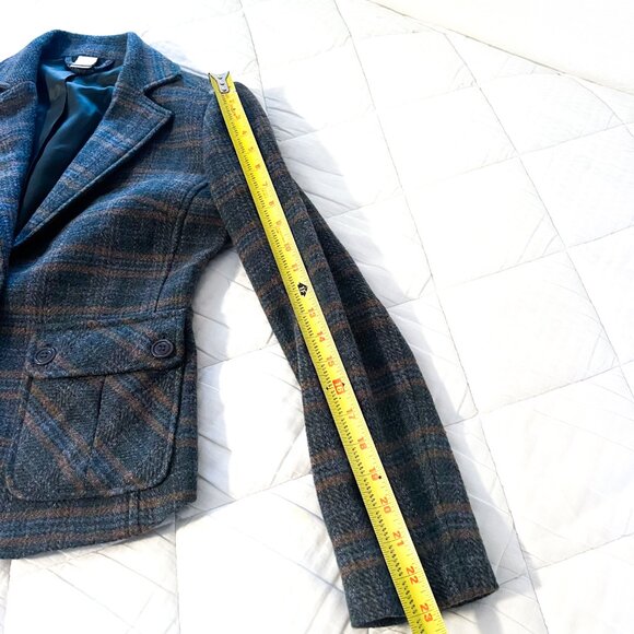 Garnet Hill 100% Wool Blend Plaid Blazer Jacket School boy Academia Size 4 - Picture 11 of 11